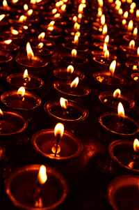 Brandende boterlampen (Drepung Monastery, Lhasa)